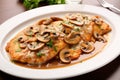 Scaloppine Alla Marsala On White Plate Royalty Free Stock Photo