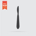 Scalpel icon in flat style isolated on grey background