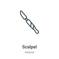 Scalpel outline vector icon. Thin line black scalpel icon, flat vector simple element illustration from editable medical concept Royalty Free Stock Photo