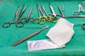 Scalpel, suture and surgical material Royalty Free Stock Photo