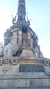Scalpture under the cloumbus statue barcelona