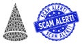 Grunge Scam Alert! Round Stamp and Fractal Cone Figure Icon Composition Royalty Free Stock Photo