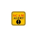 Scam alert yellow sign isolated on white background. Yellow road sign with text Scam Alert Royalty Free Stock Photo