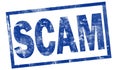 Scam in blue ink stamp