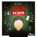 Scam scam. cheating and fraud. a thief Royalty Free Stock Photo