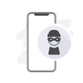 scam phone call, telephone scams, stop calls from scammers, icon vector illustration