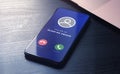 Scam phone call from unknown number. Anti-scam fishing app - block scam and unwanted calls concept