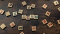 SCAM - scattered square colourful letter puzzles creating a word. The danger of being scammed and tricked by criminals.