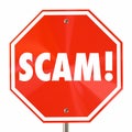 Scam Stop Sign Word Fraud Lies Deception