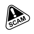 Scam triangle sign for icon isolated on white, scam warning sign graphic for spam email message and error virus, scam alert icon