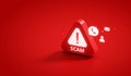 Scam warning fraud security alert crime phishing internet technology danger online cyber virus risk spam 3d digital hacking attack
