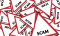 Scam warning sign graphic Royalty Free Stock Photo