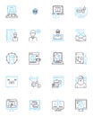 Scammers linear icons set. Deceptive, Fraudulent, Con artists, Imposters, Impersonators, Cheaters, Swindlers line vector Royalty Free Stock Photo