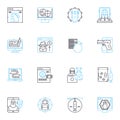 Scammers linear icons set. Deceptive, Fraudulent, Con artists, Imposters, Impersonators, Cheaters, Swindlers line vector
