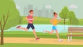 Scamper in park flat illustration Royalty Free Stock Photo