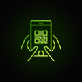 scan code in smartphone green vector icon or symbol