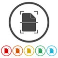 Scan document icon. Set icons in color circle buttons