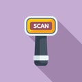 Scan face label icon flat vector. Cellular device smart