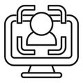 Scan face print icon outline vector. System security