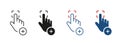 Scan Fingerprint Password to Access Line and Silhouette Icon Set. Touch ID Technology in Smartphone Symbol Collection Royalty Free Stock Photo