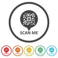 Scan me icon. Set icons in color circle buttons Royalty Free Stock Photo