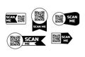 Scan me qr code icon for smartphone bundle. Set of frames quick barcode app design. Vector payment phone template Royalty Free Stock Photo