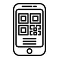 Scan phone code icon outline vector. Bar code smart