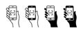 Scan qr code icon set. Scanning code sign. Scanning code process icon. QR code scanning in smartphone screen signs Royalty Free Stock Photo