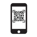 Scan QR code with mobile phone icon on white background. flat style. qr code on mobile phone symbol. black smartphone with QR-Code