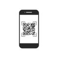Scan QR code with mobile phone, symbol, app. Electronic , digital technology, barcode. Vector illustration. Royalty Free Stock Photo