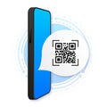 Scan QR code to Mobile Phone. Electronic, digital technology, barcode concept. Vector illustration. Royalty Free Stock Photo