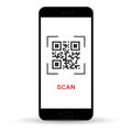 Scan QR code to Mobile Phone. Electronic, digital technology, barcode. Vector illustration.