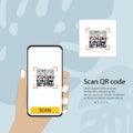 Scan QR code to Mobile Phone. Electronic , digital technology, barcode. Vector illustration Royalty Free Stock Photo