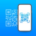 Scan QR code to Mobile Phone. Electronic, digital technology, barcode. Vector stock illustration Royalty Free Stock Photo