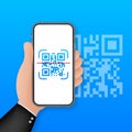 Scan QR code to Mobile Phone. Electronic, digital technology, barcode. Vector stock illustration Royalty Free Stock Photo