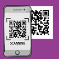 Scan QR code to Mobile Phone. Qr code scanning sign. Electronic , digital technology, qr code. Vector Royalty Free Stock Photo