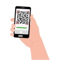 Scan the QR code on your mobile phone. Electronic, digital technologies, barcode. Color Vector illustration