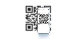 Scan qrcode. Digital mobile smart phone with qr code scanner on smartphone screen for payment, online pay, scan barcode