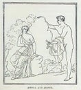 Scan of 19th-century vintage greek and roman mythology illustrations in a textbook