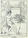 Scan of 19th-century vintage greek and roman mythology text in a workbook