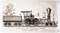 Scan of a 19th-century vintage train on a railroad from a workbook