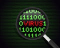 Scan virus concept with Magnifying Glass scanning and identifying a computer virus vector design Royalty Free Stock Photo