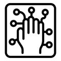 Scan whole hand icon outline vector. Finger print Royalty Free Stock Photo