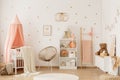 Scandi child`s bedroom interior