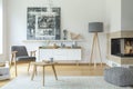 Scandi grey living room interior Royalty Free Stock Photo