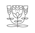 Scandi line ethno logo flower modern abstract doodle boho ornament pattern. Abstract trendy line art print. Fashionable