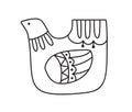 Scandi line logo bird modern abstract doodle boho illustration. Scandinavian ethno nordic style artisan postcard. Good