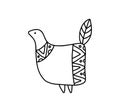Scandi line logo bird modern abstract doodle boho vector illustration. Scandinavian ethno nordic style artisan postcard