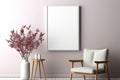 Scandi style elegance Empty frame mockup in serene white wall interior