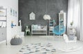 Scandi style, spacious child room